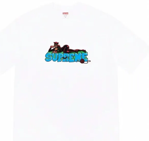 and XL Letter Printed White L M S Tee Short 22FW Cartoon T-shirt Black Catwoman Week Sleeve Pattern 0515